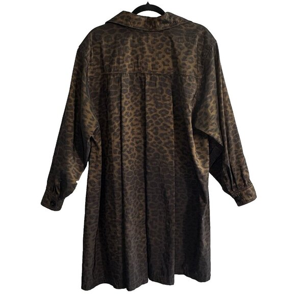 MYCRA PAC Women Raincoat SZ L Brown Leopard Print Trench Swing 60s Retro 63-2 - Picture 2 of 14